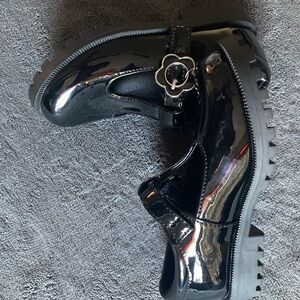 Patent Mary Jane Platform Shoes in Black